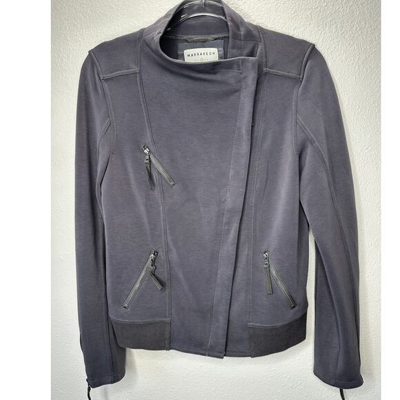 Marrakech Utility Moto Jacket Gunmetal Gray Ultra Soft Stretch Zip XS - Picture 1 of 16